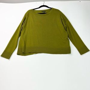 Eileen Fisher Sweater Women Medium 100% Merino Wool Bright Green Oversized Loose